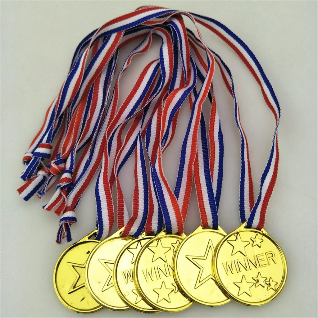 Gold Plastic Winner Medals for Kids Sports Competition Party Favors X81897