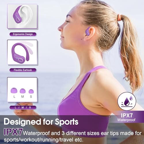 Wireless Earbuds Bluetooth 5.4 with Earhooks, IPX7 Waterproof P475856