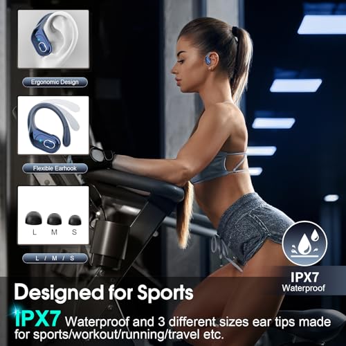 Wireless Earbuds Bluetooth 5.4 with Earhooks, IPX7 Waterproof P475856