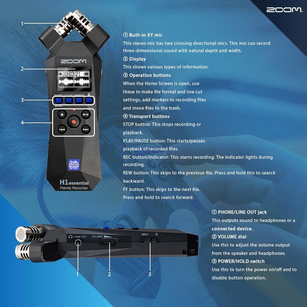 Portable Stereo Audio Recorder with X/Y Microphone A963951