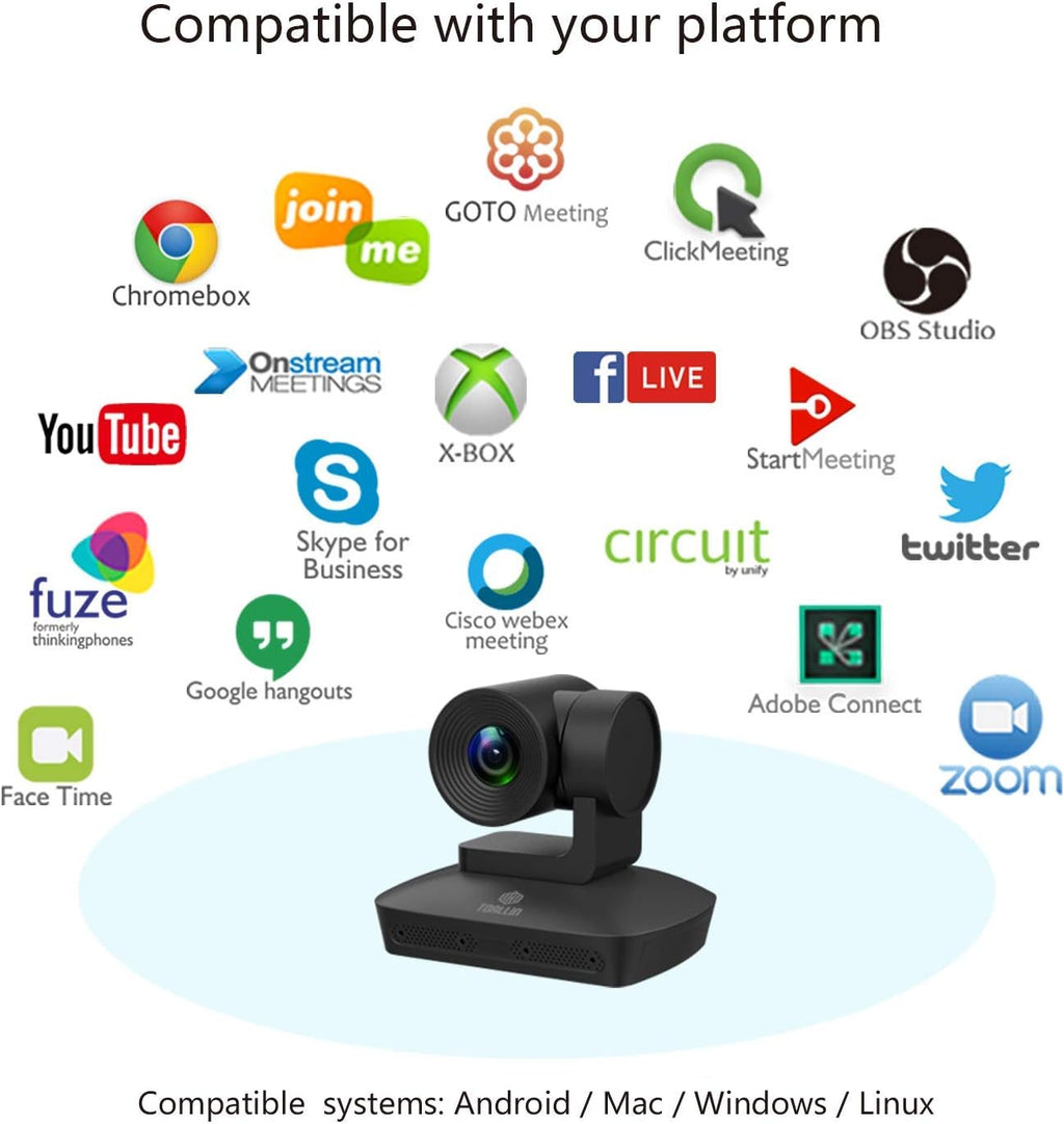 HD 1080P PTZ Conference Camera with 4 Microphones Array, 10X Optical Zoom, Voice Tracking L1459