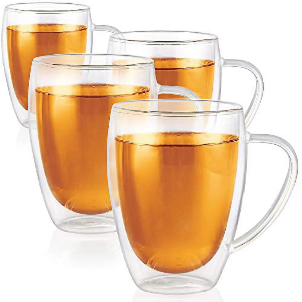 Double Wall Glass Tea Cups, Set of 4 U23822