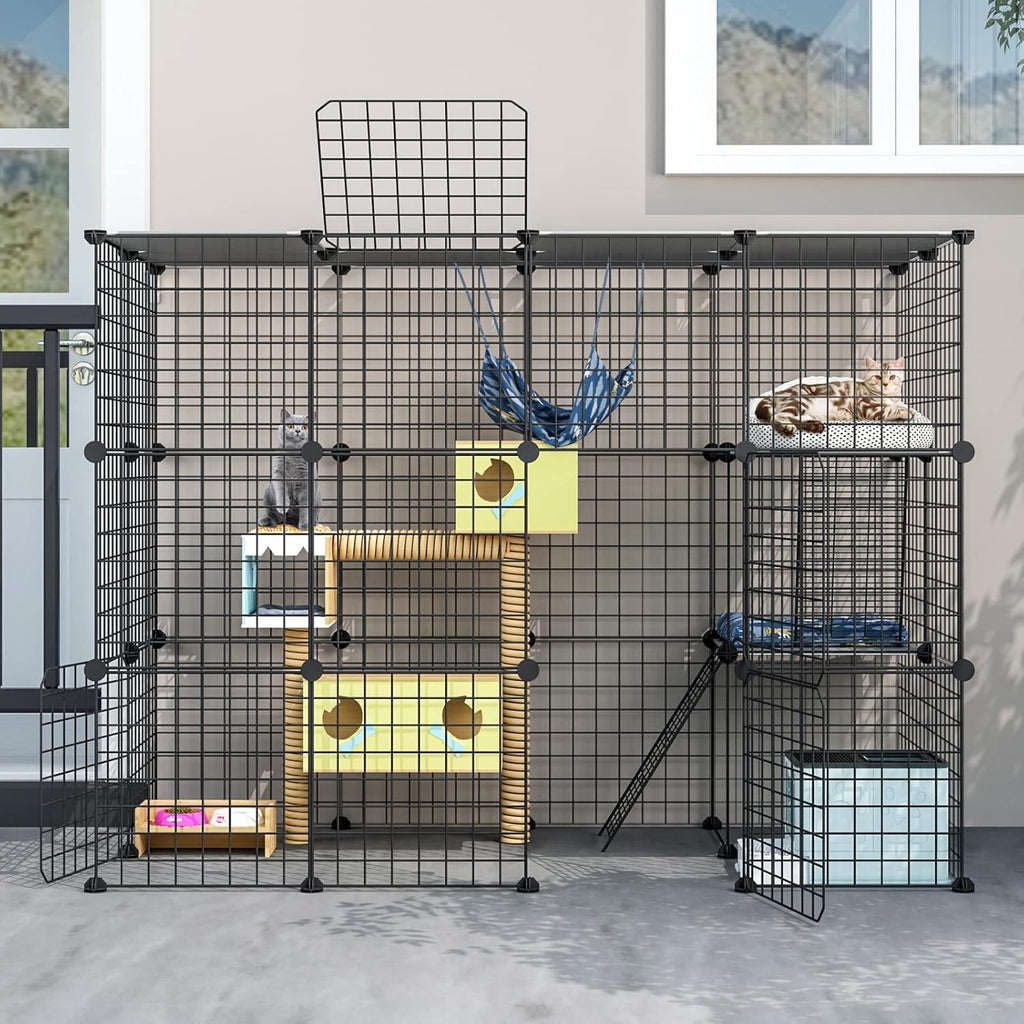 Large Cat Cage Indoor DIY Cat Playpen Detachable Metal Wire Kennels Crate N897