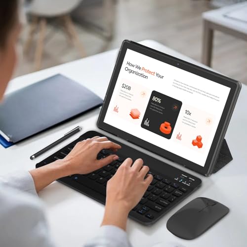 10 inch 2 in 1 Tablet with Keyboard Mouse Case Stylus, 8GB+64GB, IPS Touch Screen G53405