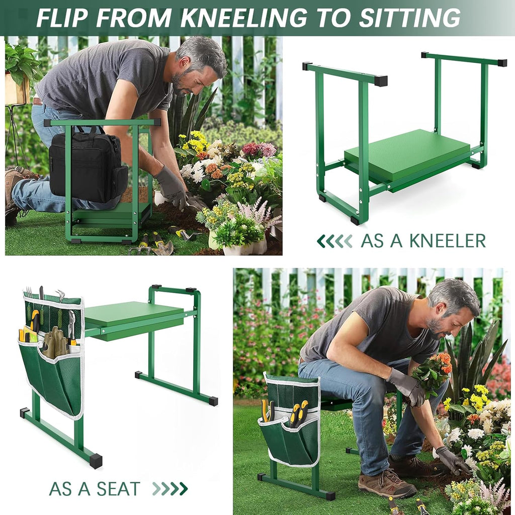 Garden Kneeler and Seat with Handle, Heavy Duty Gardening Stool W895