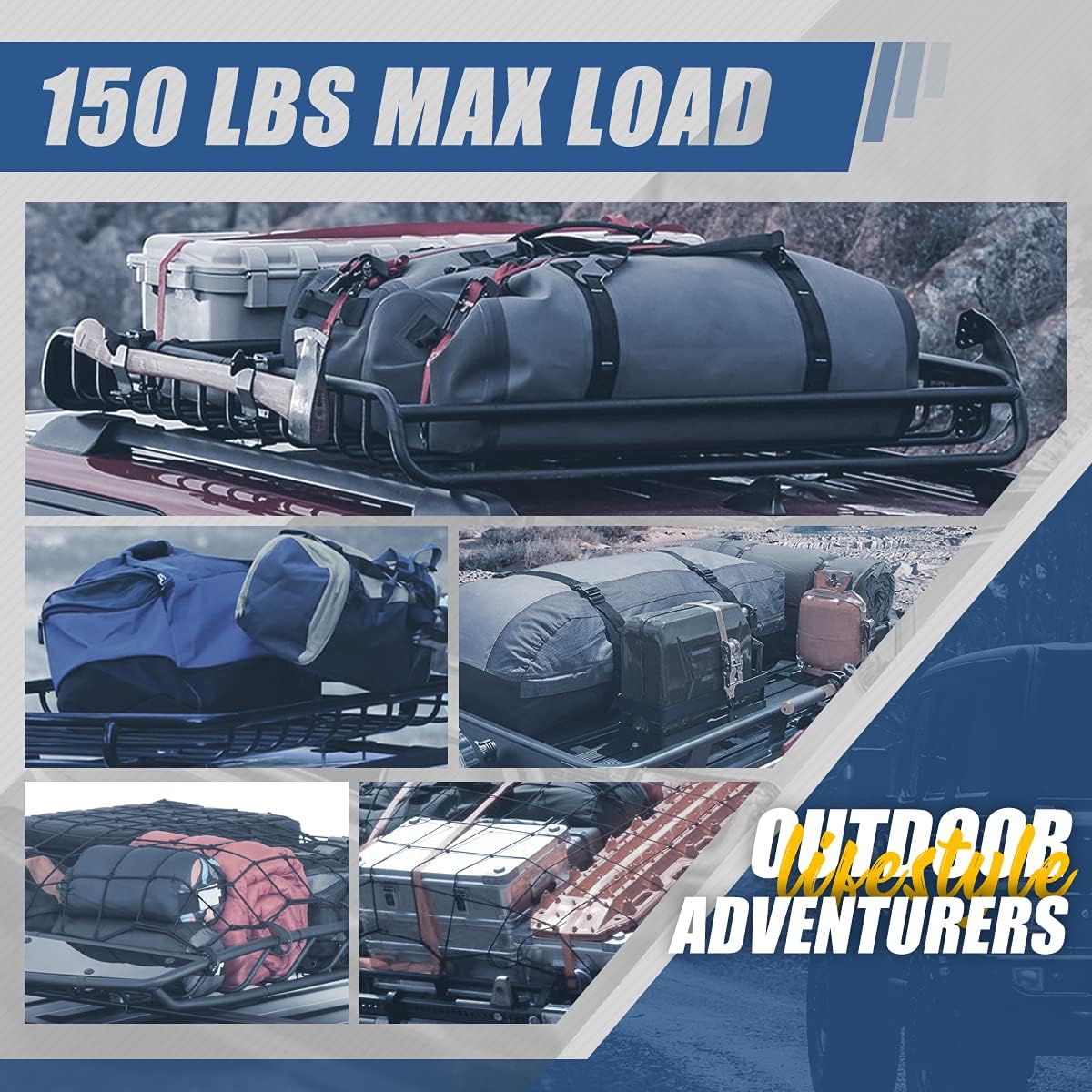 Roof Rack Top Mount Cargo Carrier Basket, 48 x 40 Inches, Black Q257178