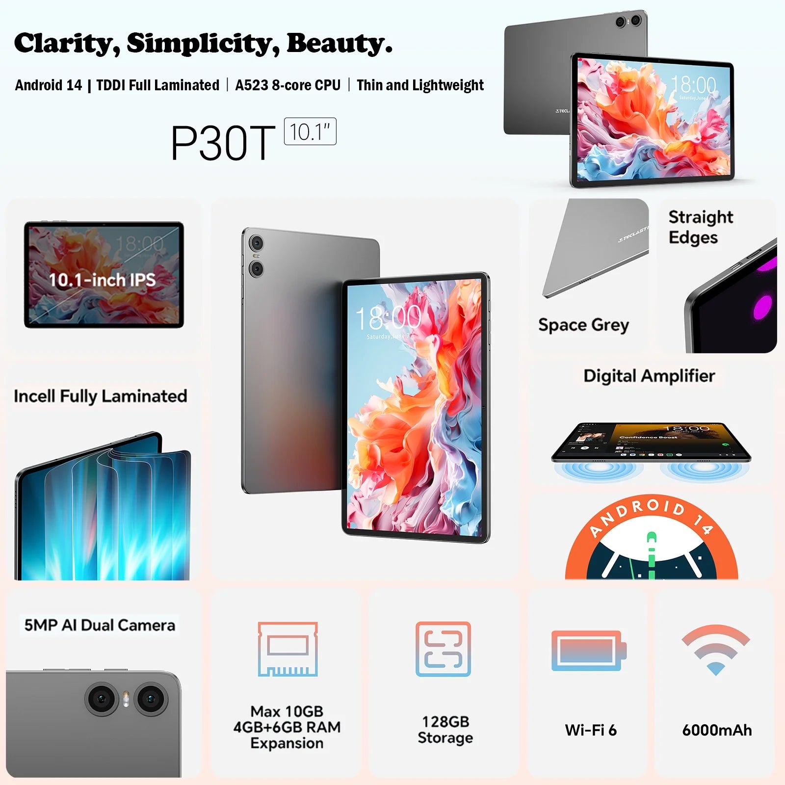 10 inch Android Tablet, 10GB RAM 128GB ROM, Octa Core, HD Display T99097