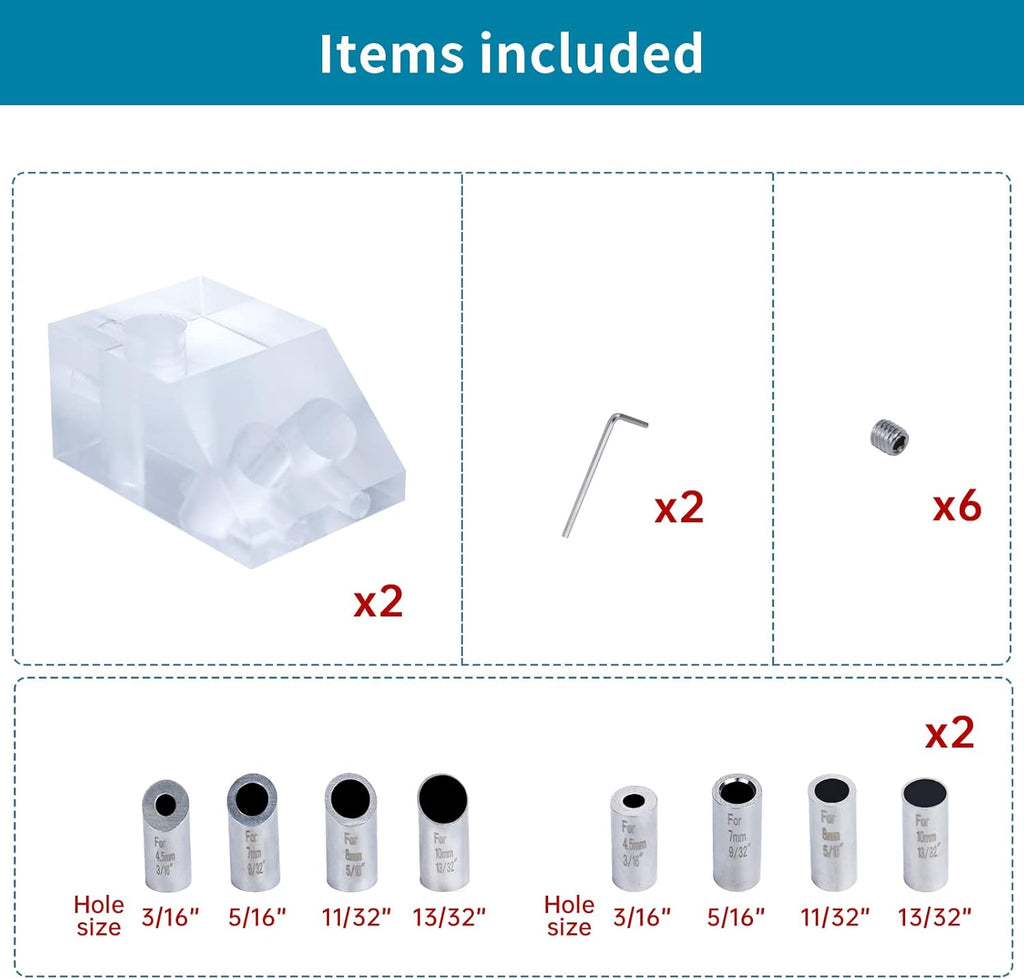 Drill Guide for Cable Railing Wood Post, Multi-Angle Visible Jig, Fit 30 45 90 Degree Deck Stair Installation L26562