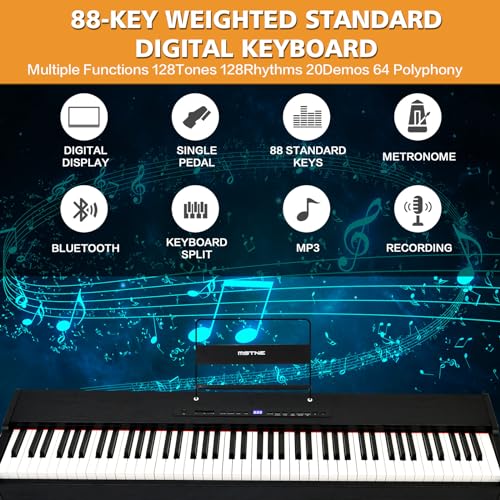 88 Key Weighted Digital Piano with Hammer Action and Speakers X88384