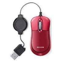 Belkin Retractable - Mouse - optical - wired - USB - jetset red