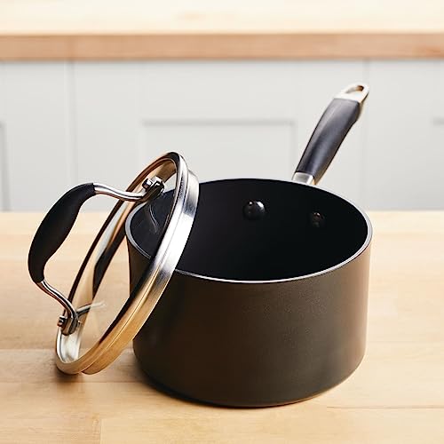 Hard Anodized Nonstick Saucepan with Straining Lid, 2 Quart S664