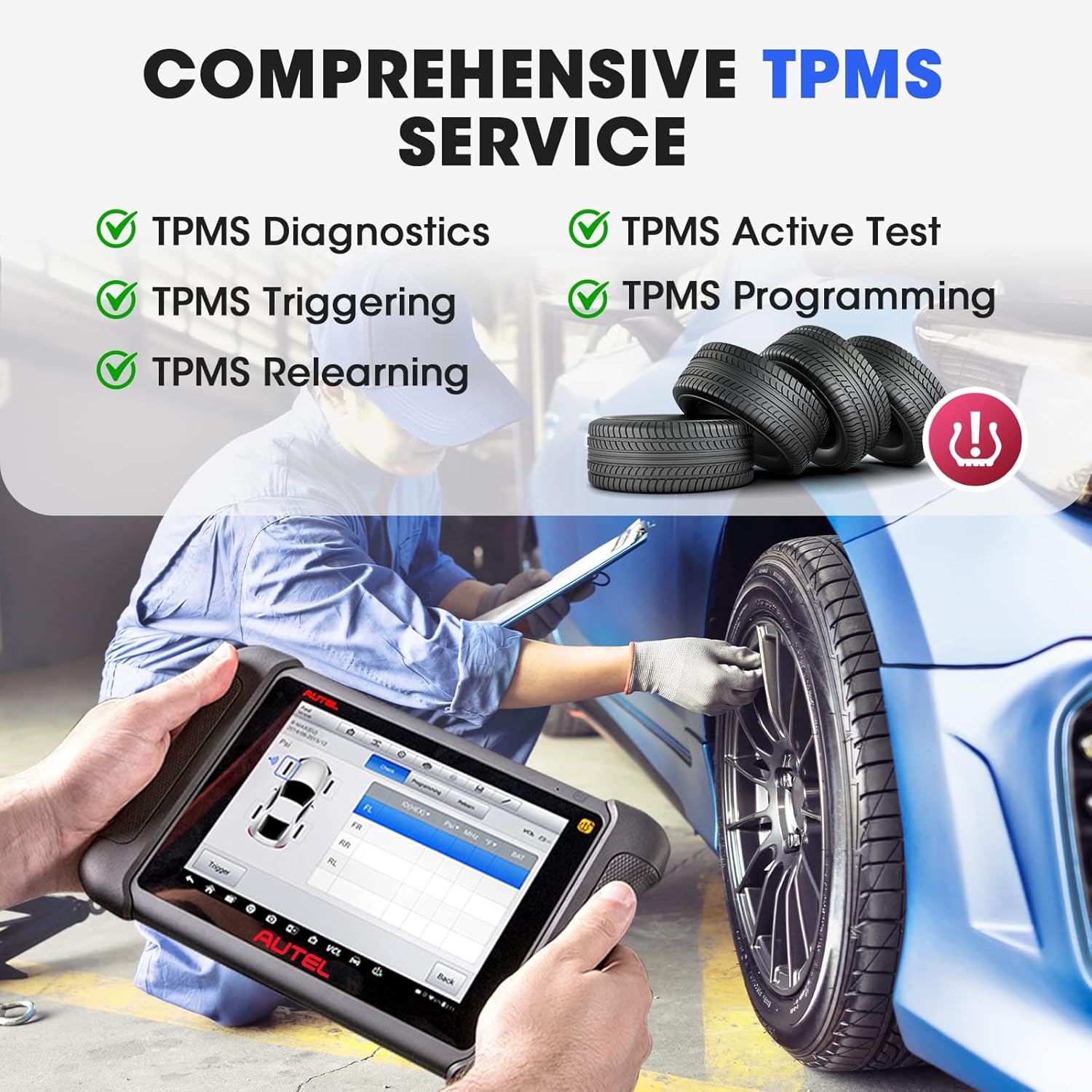 Autel MaxiPRO MP808TS, Full TPMS Service Diagnostic Scanner with 30+ Special Functions and Wireless BT Y8712