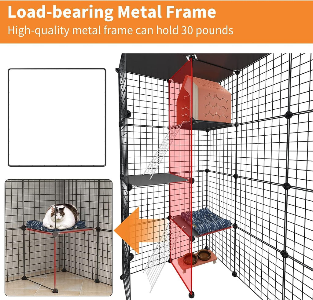 Large Cat Cage Indoor DIY Cat Playpen Detachable Metal Wire Kennels Crate N897