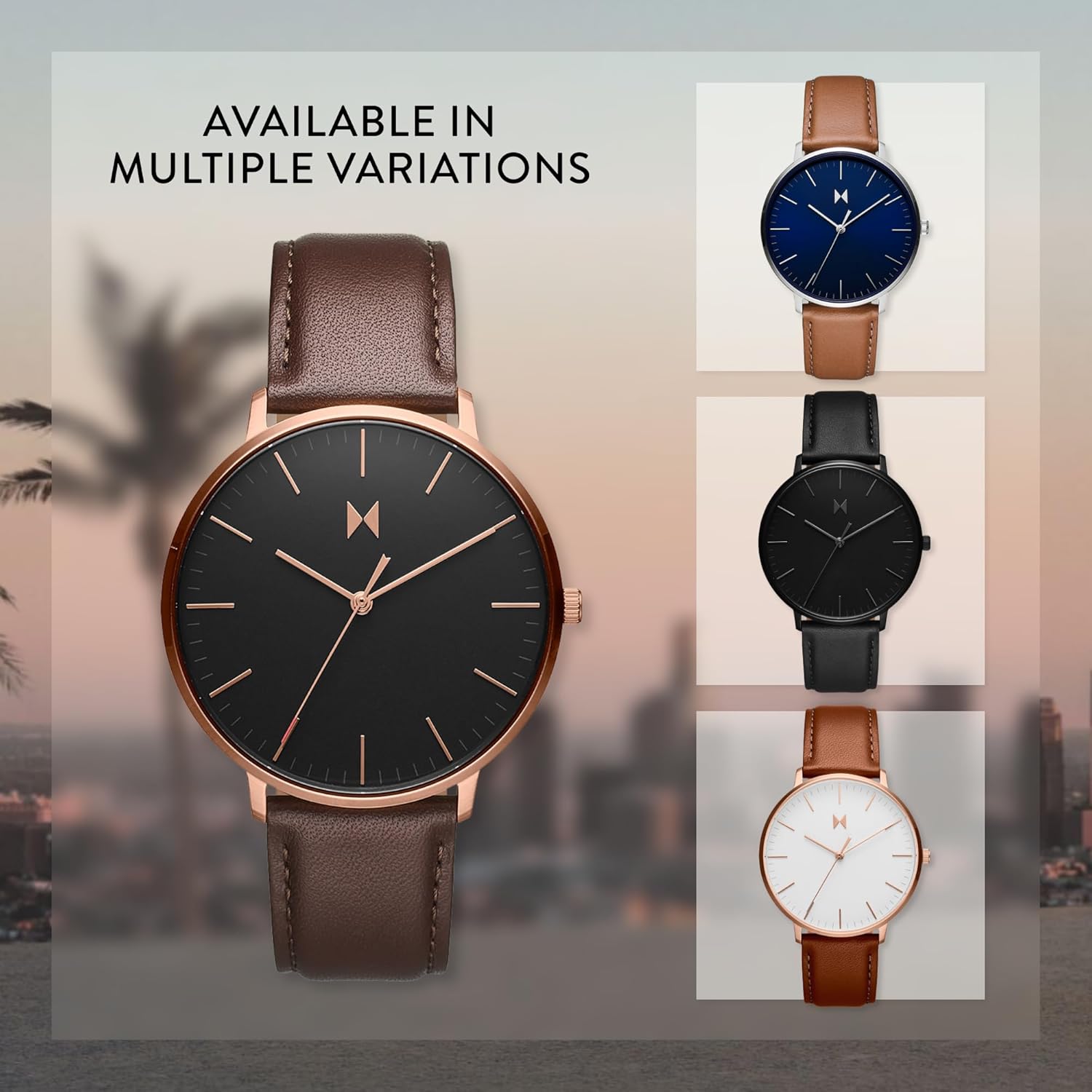 Men’s Slim Analog Watch - Minimalist, Water Resistant Dress Watch B644048