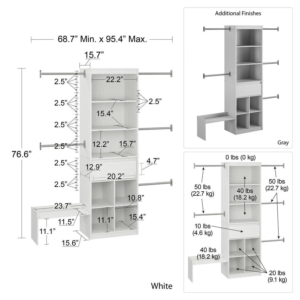 Grow with Me Closet, White A70316