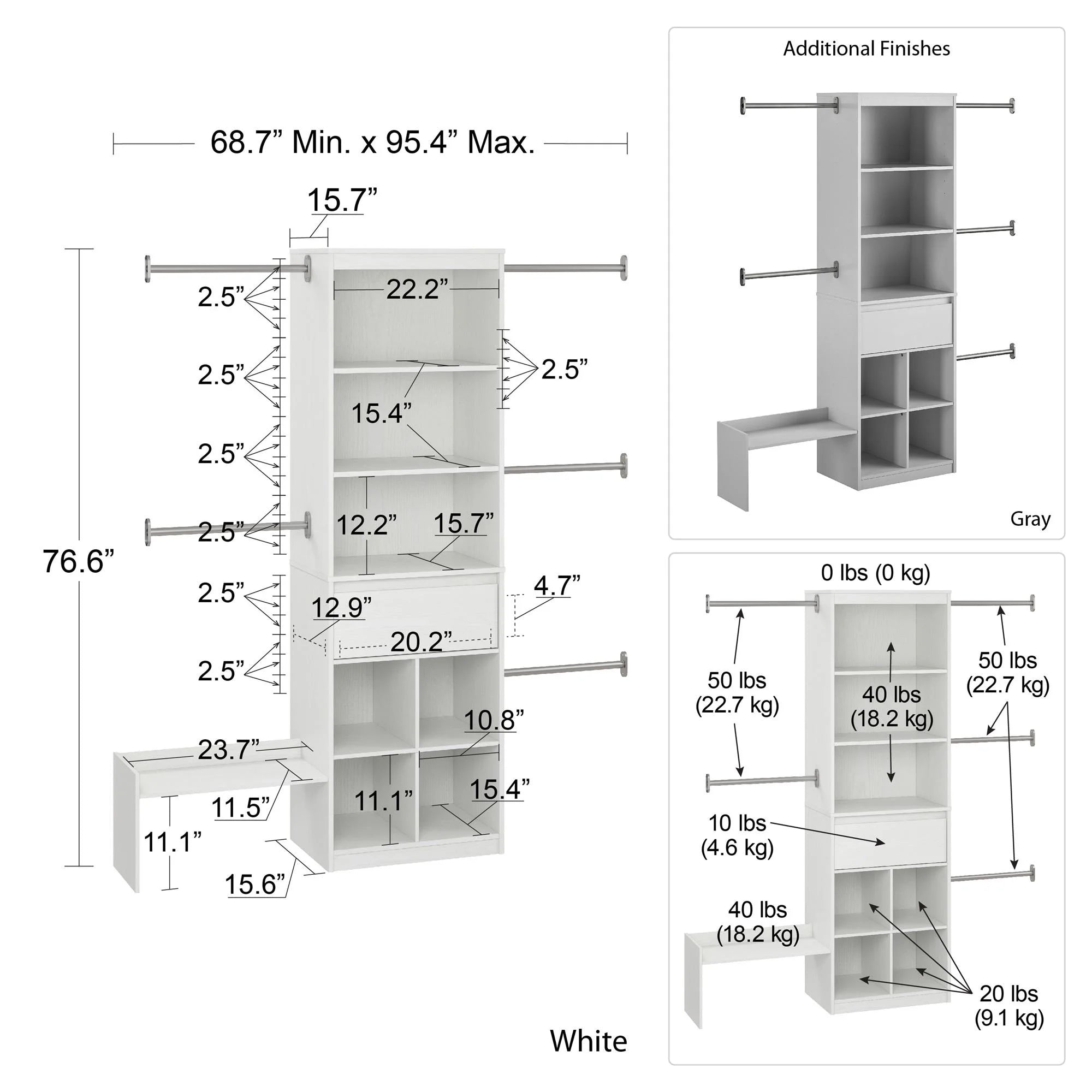 Grow with Me Closet, White A70316