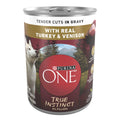 Purina One True Instinct Wet Dog Food High Protein Tender Cuts in Gravy, Real Turkey & Venison, 13 oz Cans (12 Pack)
