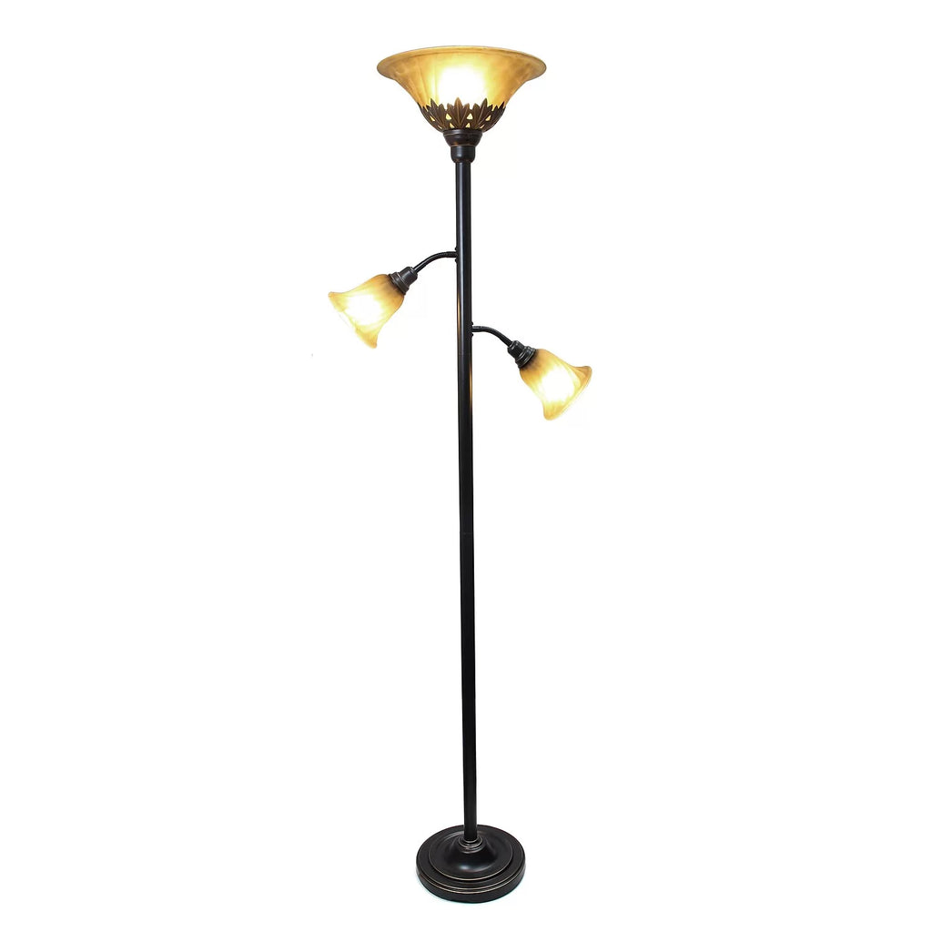 3 Light Floor Lamp with Scalloped Glass Shades G9426
