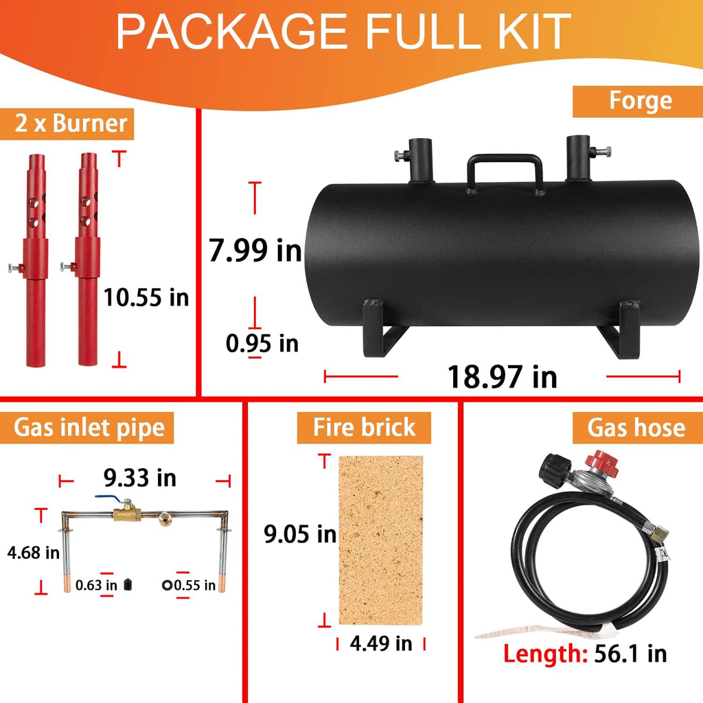 Portable Propane Forge Double Burner for Blacksmithing Knife Making S219