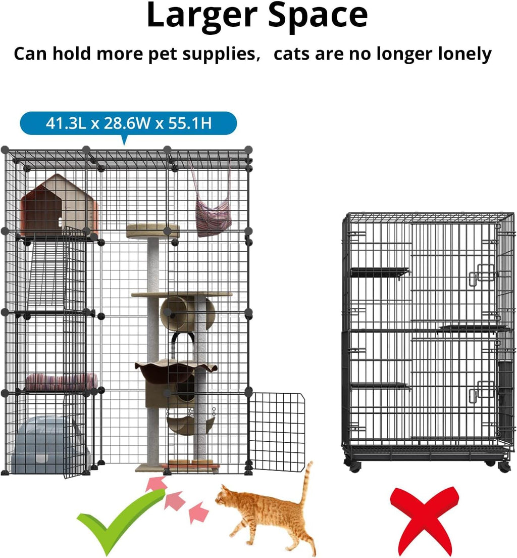 Large Cat Cage Indoor DIY Cat Playpen Detachable Metal Wire Kennels Crate N897