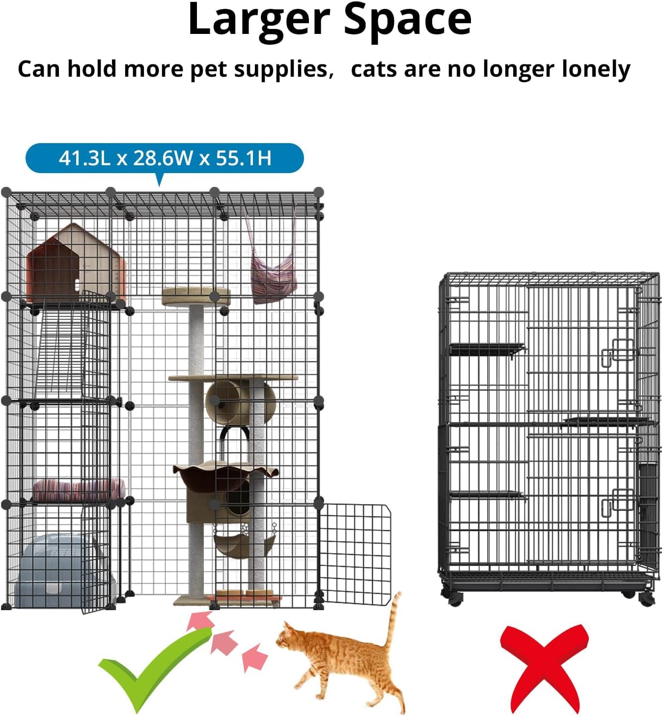 Large Cat Cage Indoor DIY Cat Playpen Detachable Metal Wire Kennels Crate N897