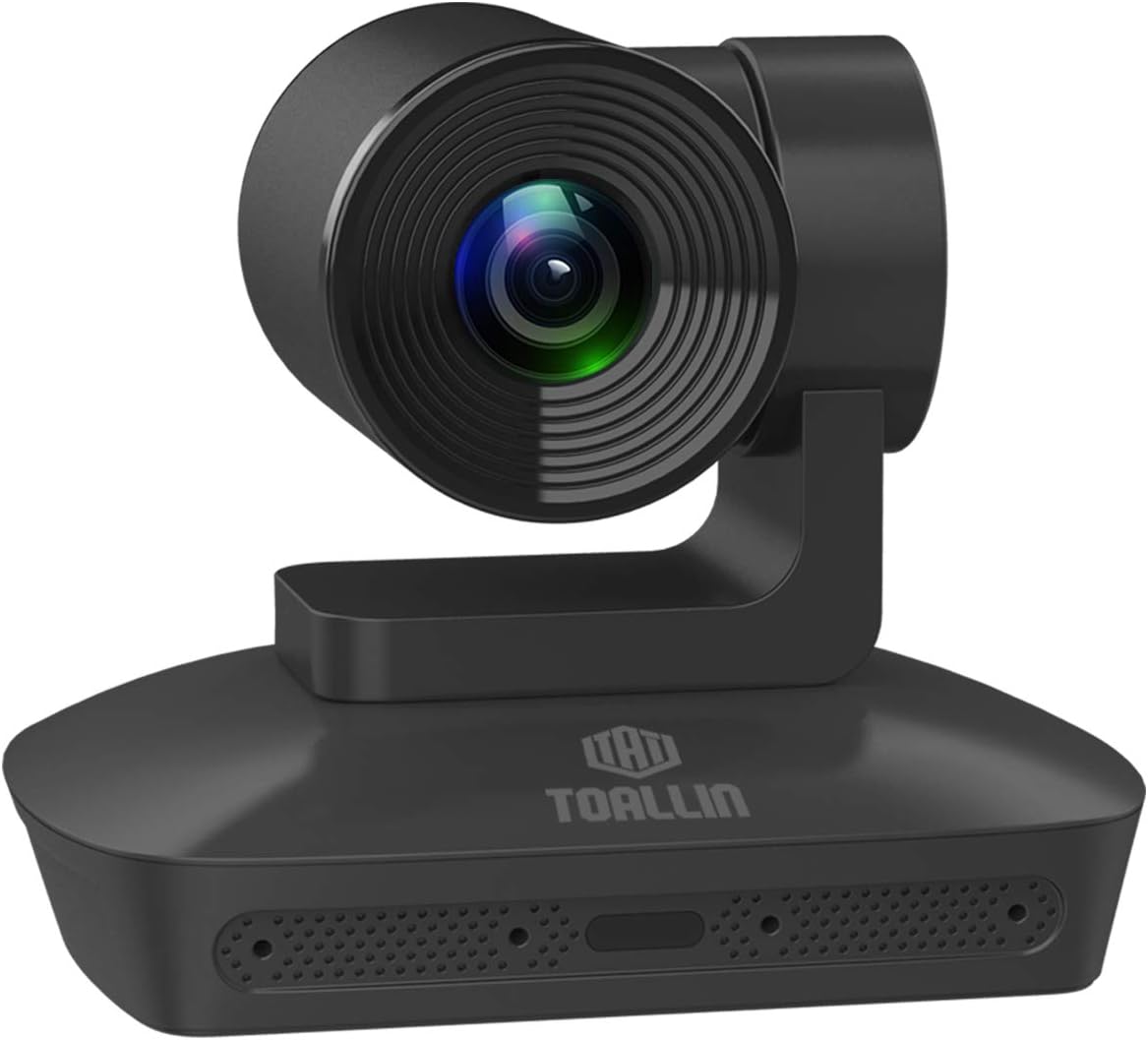 TOALLIN HD 1080P PTZ Conference Room Camera with 4 Microphones Array, 10X Optical Zoom Video Conference Camera, Automatically Voice Tracking, USB PTZ Webcam for Business Meeting