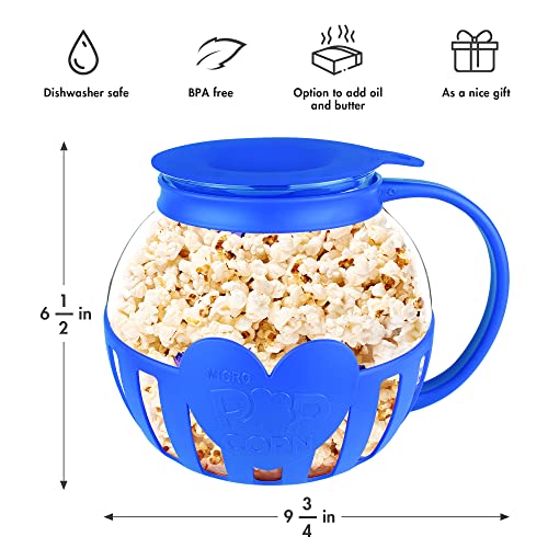 3 Quart Microwave Glass Popcorn Popper, Borosilicate Glass, Dishwasher Safe W589