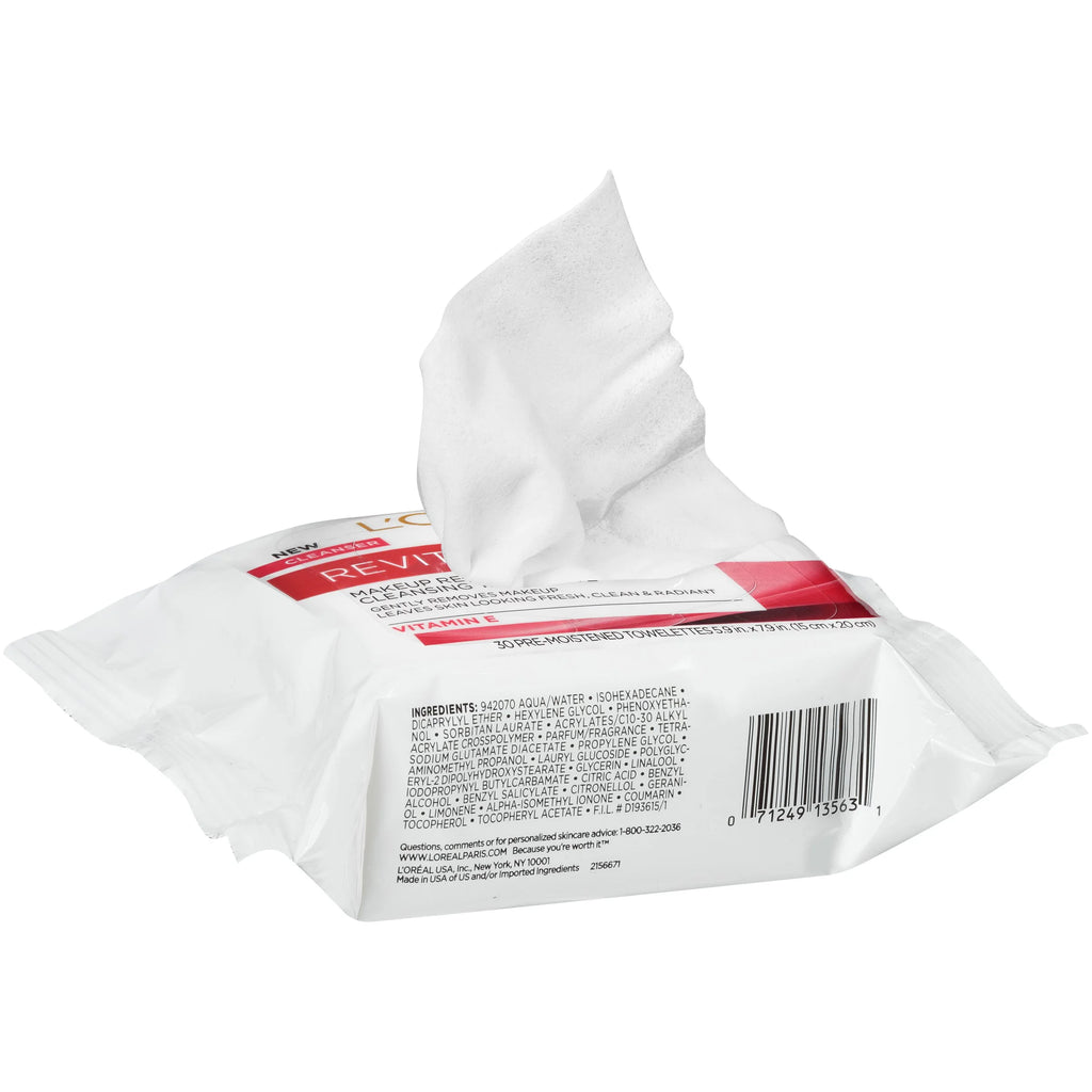 Makeup Removing Wipes with Vitamin E, Face Cleansing Towelettes, 30 Count, Pack of 3 H44311