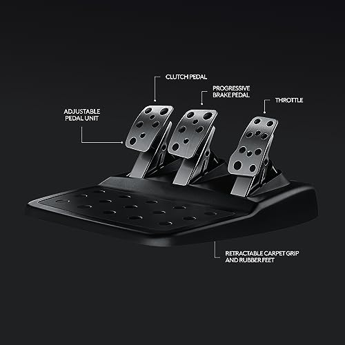 Racing Wheel and Floor Pedals with Force Feedback, Stainless Steel Paddle Shifters, Leather Cover for Xbox, PC, Mac P813241