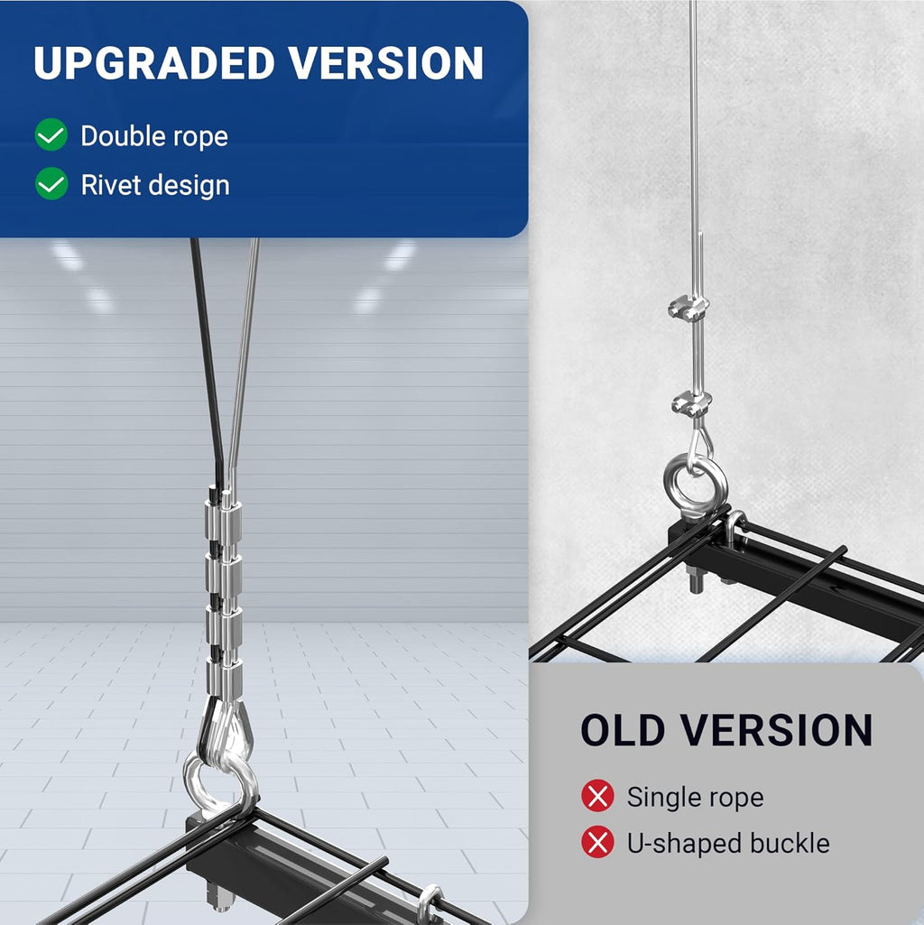 Overhead Garage Storage Rack, 4x4 Ft, Adjustable Heavy-Duty Ceiling Rack, 300 lbs J20957
