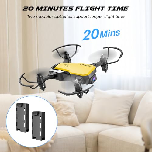 Mini Drone with Camera 720P HD FPV, Foldable RC Quadcopter with 2 Batteries C2480