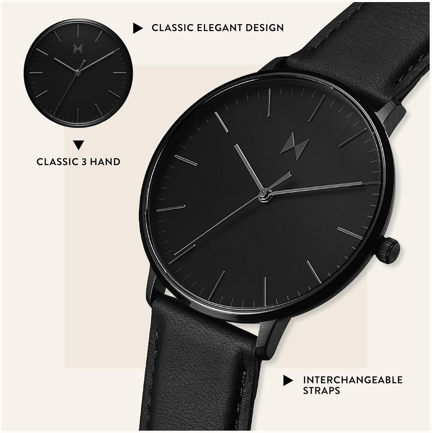 Men’s Slim Analog Watch - Minimalist, Water Resistant Dress Watch B644048