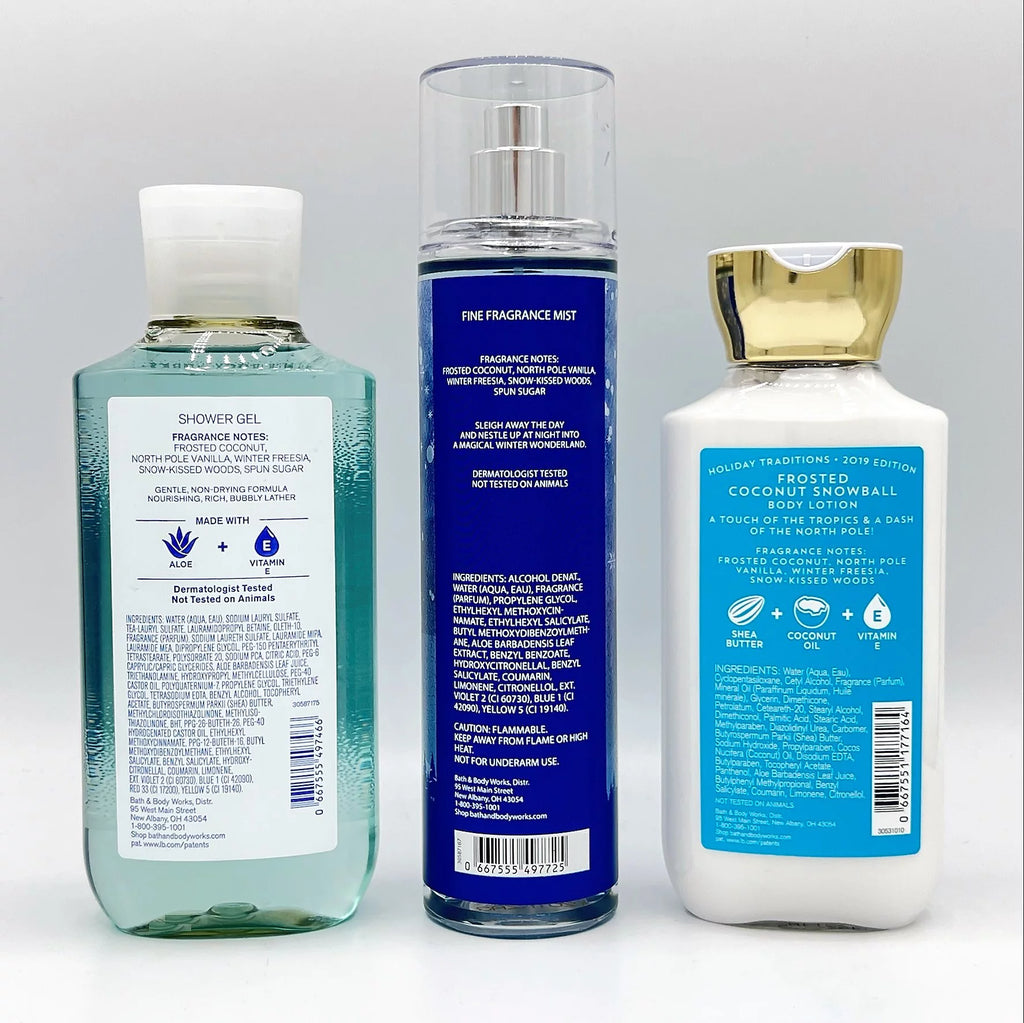 Frosted Coconut Snowball Shower Gel, Body Lotion and Fragrance Mist 3-Piece Set H698