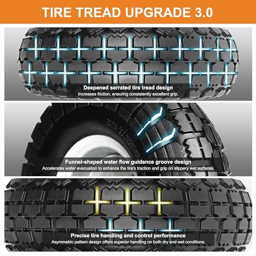 10 Inch Flat Free Solid Rubber Hand Truck Wheels with 5/8 Inch Axle, 2 Pack K2905