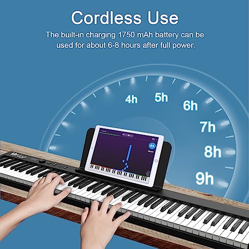 88 Key Folding Piano with Full Size Keys, Bluetooth MIDI, Portable Digital Piano C604511