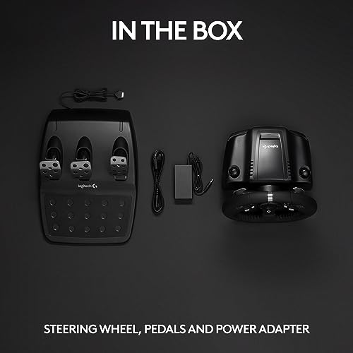 Racing Wheel and Floor Pedals with Force Feedback, Stainless Steel Paddle Shifters, Leather Cover for Xbox, PC, Mac P813241