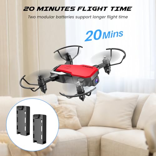 Mini Drone with Camera 720P HD FPV, Foldable RC Quadcopter with 2 Batteries C2480
