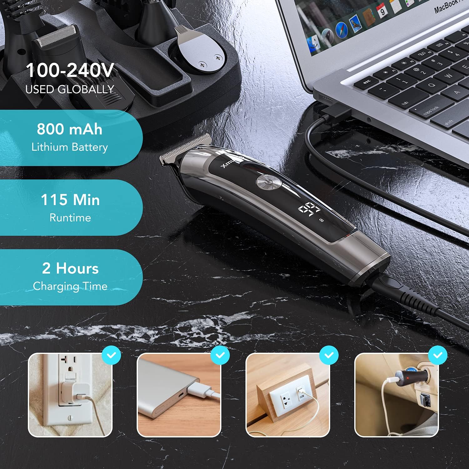 Electric Beard Trimmer for Men, All-in-1 Multi-Grooming Kit, Cordless Waterproof S9479