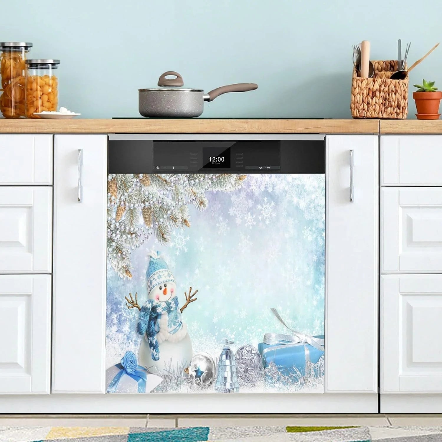 Christmas Snowman Dishwasher Magnet Cover 23x26 Inch Farmhouse Kitchen Decal E300