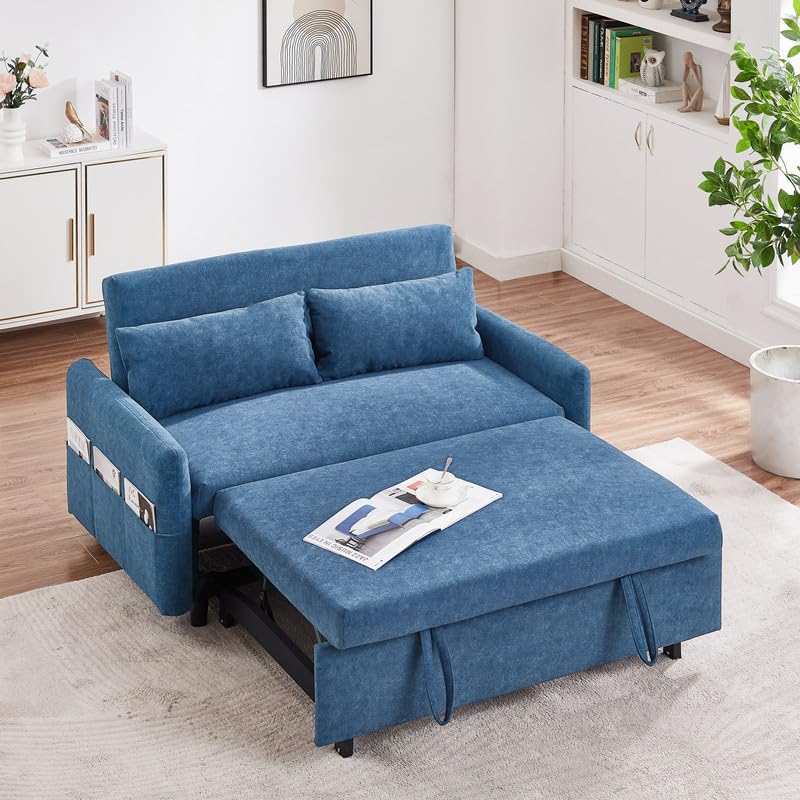 Convertible Chair Bed, 3 in 1 Convertible Sofa Bed Sleeper Chair with 3 Level Adjustable Backrest & 2 Pillow, Pull Out Sofa Bed in Microfiber, Sofa Bed Couch Loveseat Sleeper Bed for Living Room, Grey