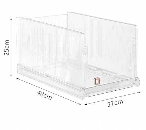 Stackable Wardrobe Organizer Bins, Foldable Plastic Storage Baskets for Closet, Kitchen, Bathroom T4782