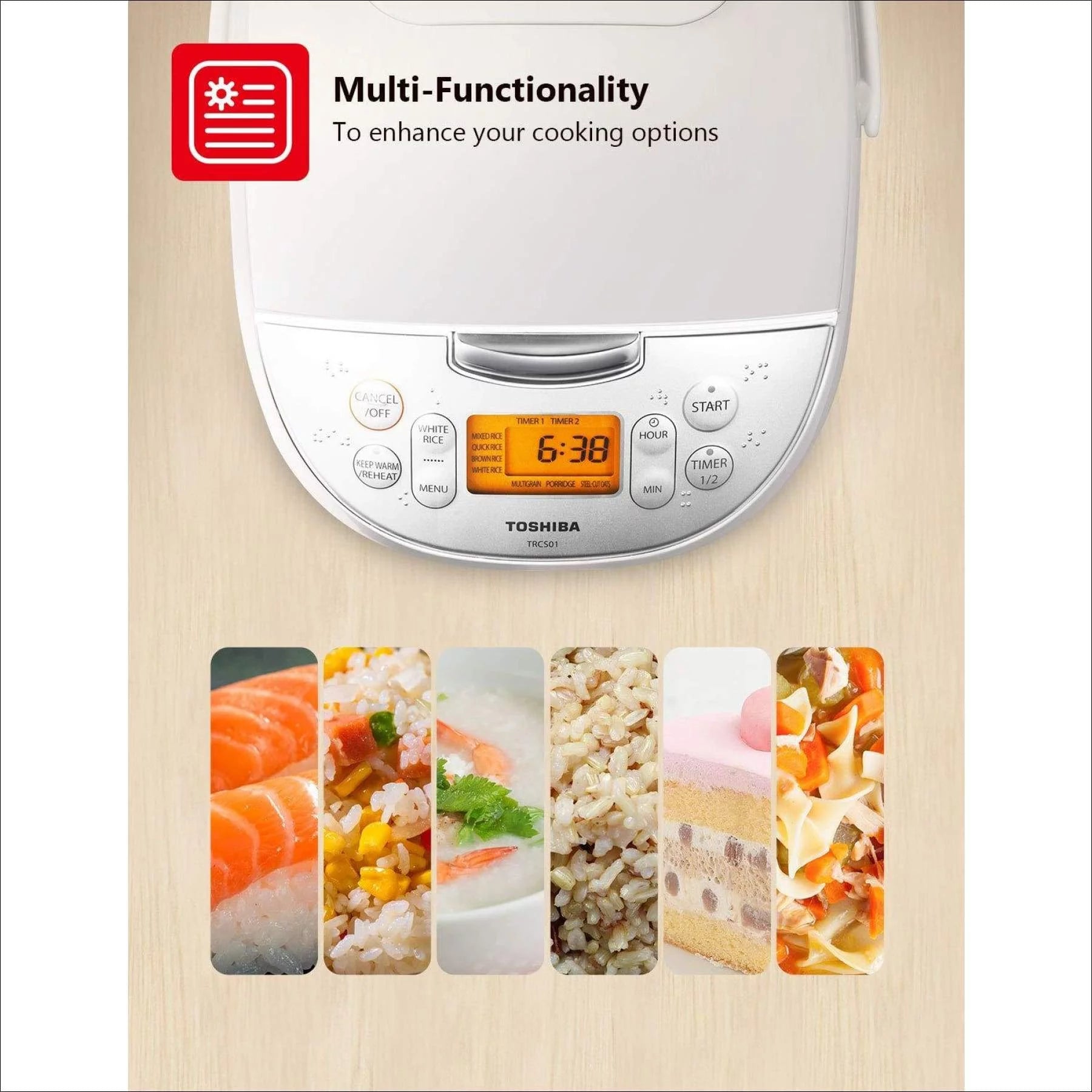Rice Cooker 6 Cups with Fuzzy Logic and One-Touch Cooking B149