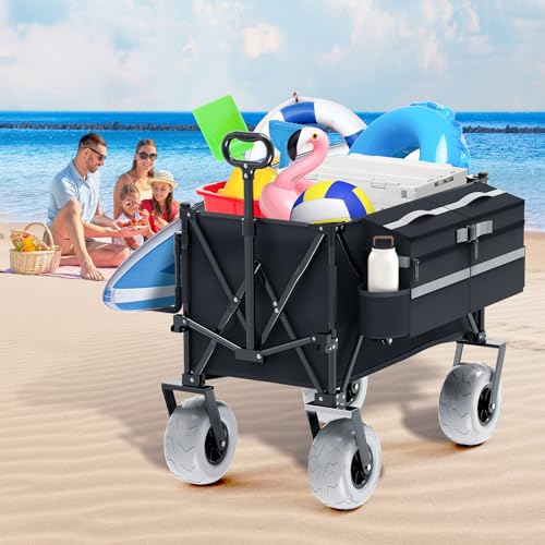 Collapsible Beach Wagon with All-Terrain Wheels and Detachable Cooler U3960