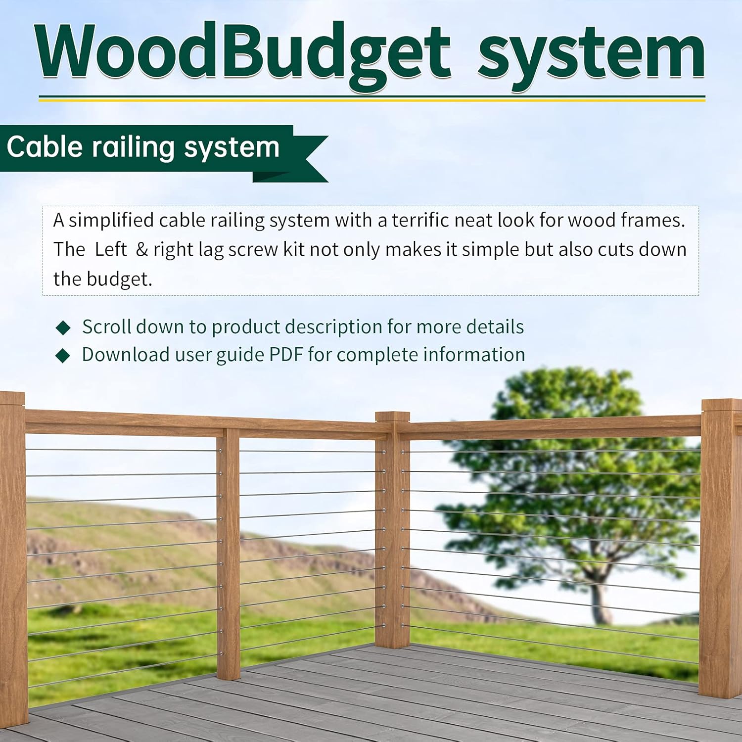 Drill Guide for Cable Railing Wood Post, Multi-Angle Visible Jig, Fit 30 45 90 Degree Deck Stair Installation L26562