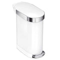 simplehuman 45 Liter / 12 Gallon Slim Hands-Free Kitchen Step Trash Can, White Stainless Steel