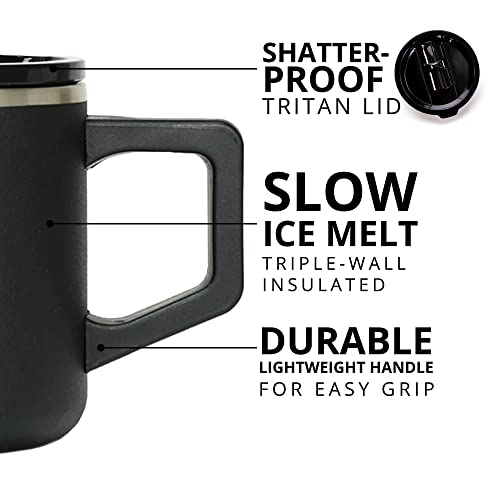 Insulated Coffee Mug with Lid & Handle, Triple Wall Stainless Steel, 16oz X529