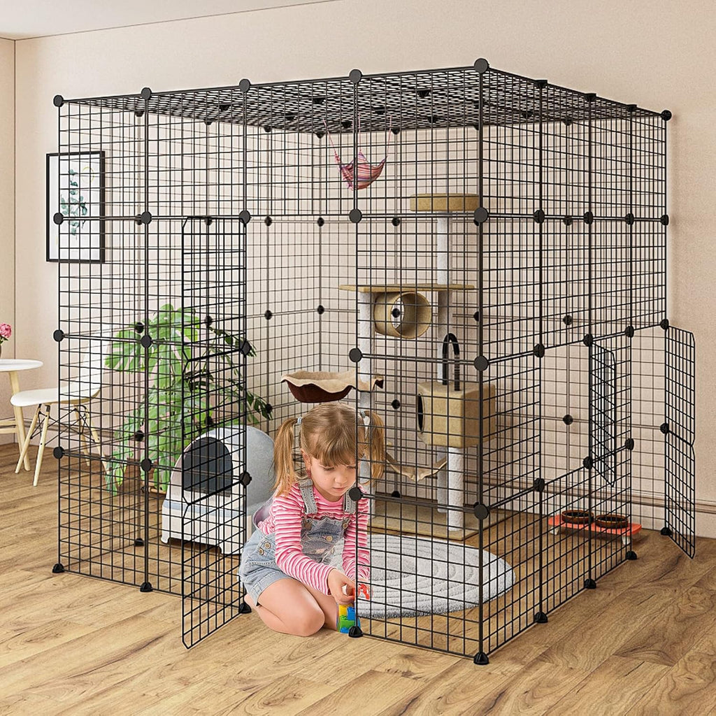 Large Cat Cage Indoor DIY Cat Playpen Detachable Metal Wire Kennels Crate N897