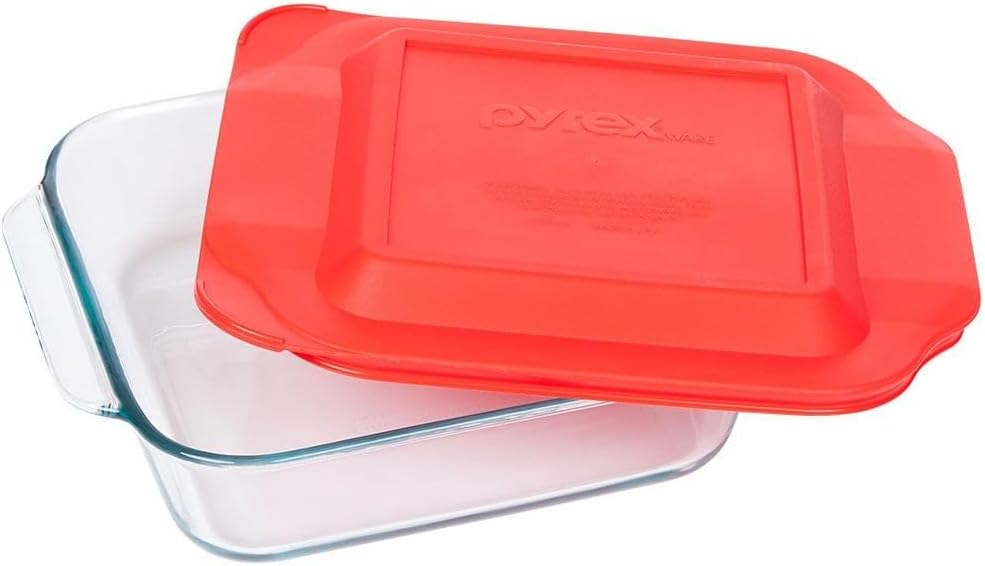 Pyrex 8 Inch Baking Dish, Red, 8-inches Square