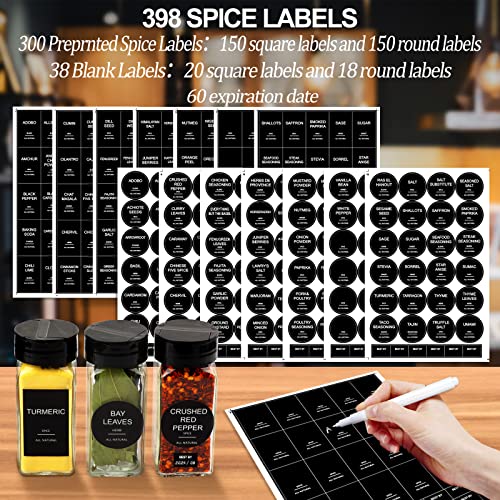 24 Pcs Glass Spice Jars with Labels, 4oz Square Containers with Shaker Lids X82506