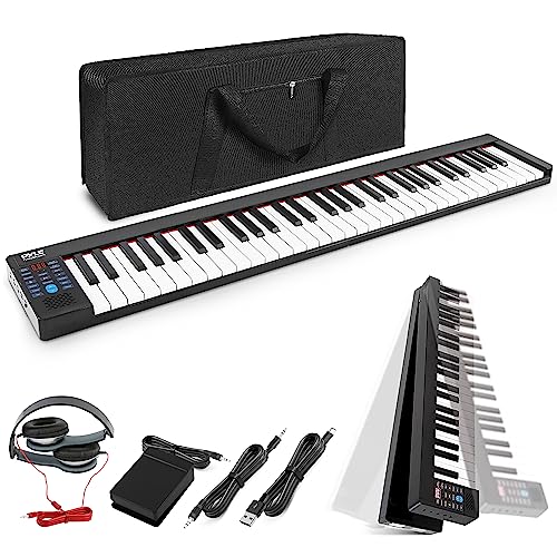 Pyle Electric Keyboard Piano 88 Keys - Portable Foldable Digital Piano Keyboard With Bluetooth, 128 Rhythms/Tones,Semi weighted keys, Sustain Pedal, Piano Bag - for Beginners, Kids,Adult -PKBRD8100